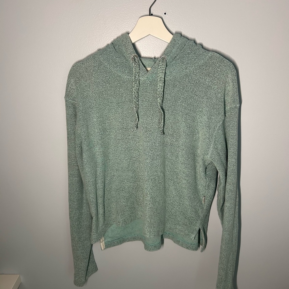 Sage Green Relaxed Cropped Long Sleeve Sweatshirt